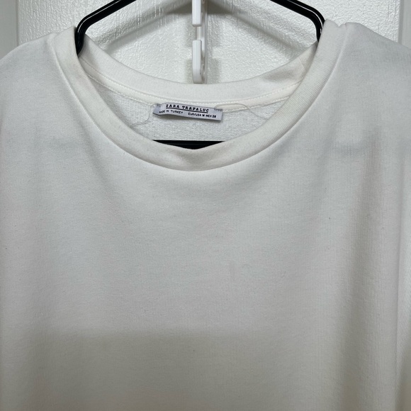 Zara lightweight sweatshirt with attached belt- wrap around-white-size M US - Picture 5 of 14